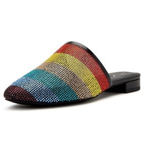 NEW Katy Perry Black Rainbow Multicolored The Marcy Mule Women's Size 6.5M Flats